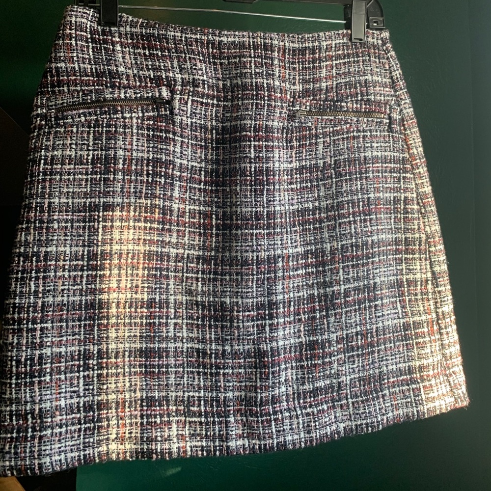 LOFT Tweed Mini Skirt in Black, White & Burgundy